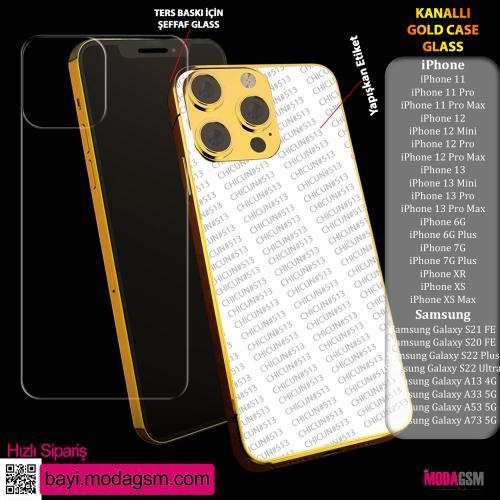 Gold Kanallı Glass + Case iPhone 11