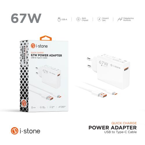 i-Stone STN-67 67W Smart Şarj Adaptörü + Usb To Type-C Kablo i-Stone STN-67 67W Smart Şarj Adaptörü + Usb To Type-C Kablo