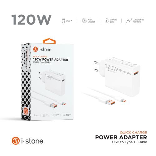 STN120 120W Turbo Şarj Adaptörü + Usb To Type-C Kablo