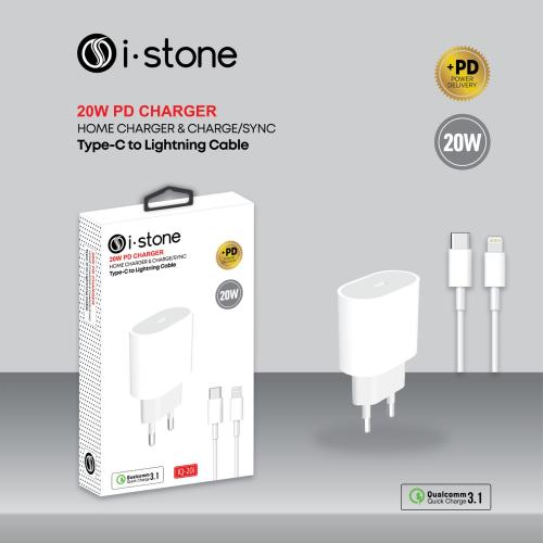 İQ-20i 20 Watt PD Charger + Type-C to Lightning Kablo İQ-20i 20 Watt PD Charger + Type-C to Lightning Kablo