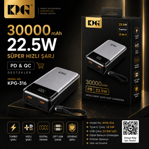 KPG Power KPG-316 Taşınabilir Şarj Cihazı 30.000 Amper