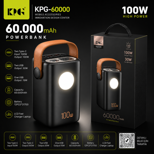 KPG Power KPG-60000 Taşınabilir Şarj Cihazı 60.000 Amper 100 Watt