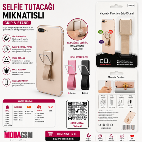 i-Stone Mıknatıslı ve Standlı Selfie Yüzüğü Siyah i-Stone Mıknatıslı ve Standlı Selfie Yüzüğü Siyah
